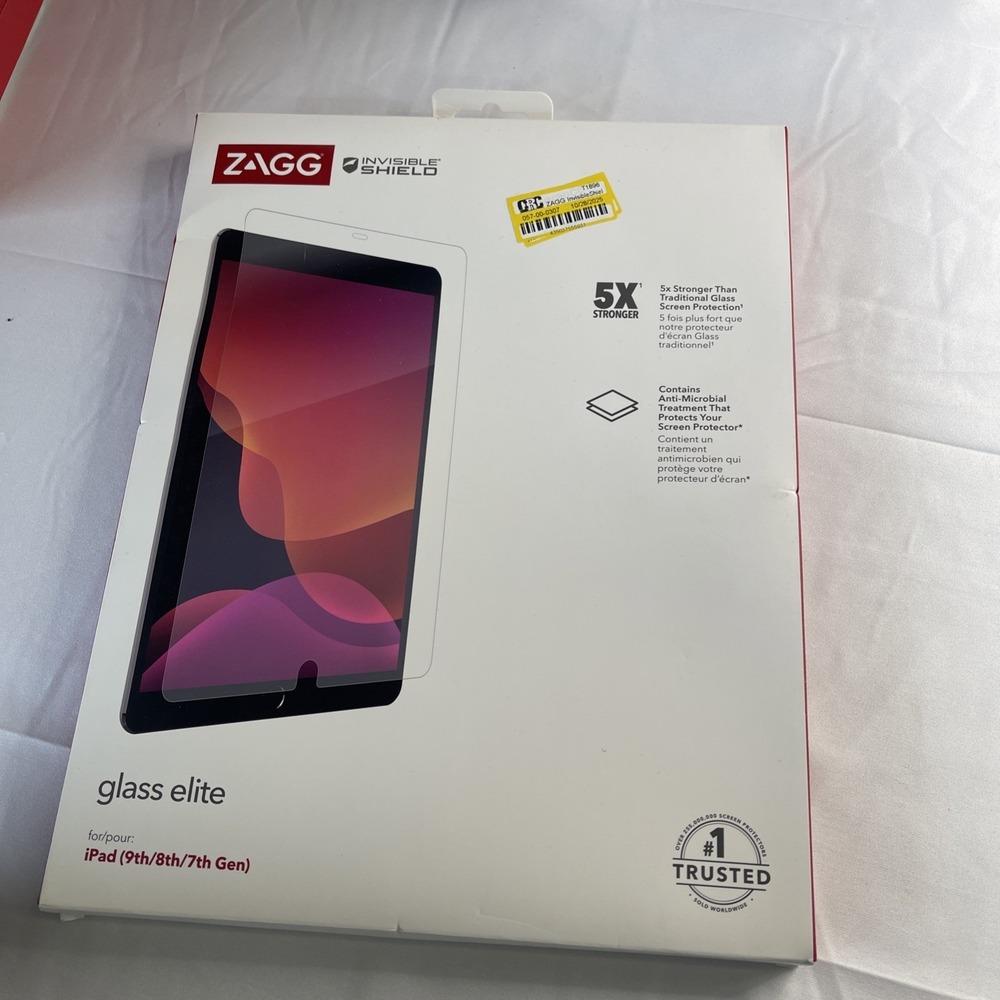 NEW SEALED ZAGG InvisibleShield Glass Elite Screen Protect iPad 10.2 7th-9th Gen